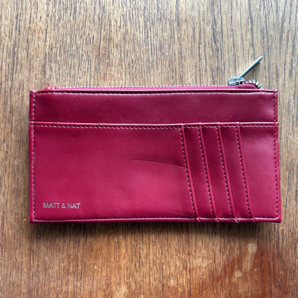 Matt & Nat Burgundy Cardholder with Zipper
